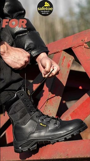 Safetoe Military Boots Waterproof Tactical Boots Cow Leather Steel Toe Work Boots