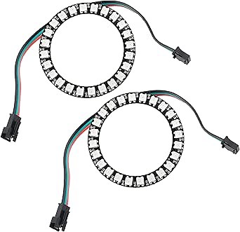 2PCS 24 RGB LED Ring 24 X WS2812 5050 Full Color with Integrated Drivers 24 Bits forArduino Raspberry Pi ESP8266 Nodemcu DC5V