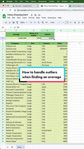How to handle outliers when finding an average in Google Sheets! #average #outlier #trimmean #worksmartnothard #work #googlesheetstutorial #googlesheetstips #learngooglesheets #googlesheets #gsheets #data #excel #spreadsheet #learnontiktok
