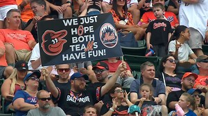 A fan at today's game is wearing an Orioles jersey and a Mets hat and the guys in the booth are a little confused... "That stuff doesn't play that well in New York" 😂 | SNY