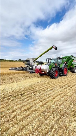 CLAAS 8900 combine unloading into the Bergmann chaser bin