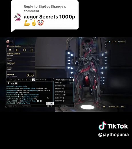 Unlocking Warframe Augur Secrets with 1000 Platinum