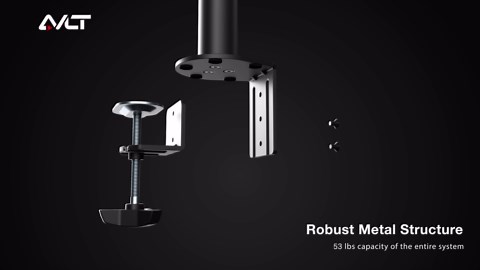 AVLT 38" Vertical Ultrawide Monitor Mount Stand Two Stacked 26.5 lbs Screens on Heavy-Duty Pole Save Workspace with Fine-Tune Height Tilt Swivel Rotate Adjustment C-clamp and Grommet Mounting Base