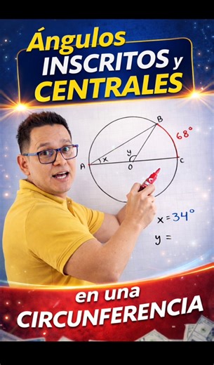 Ejercicio de ángulos inscritos y centrales en una circunferencia #Educación #matematicas | Profe Jesús Grajeda Rosas