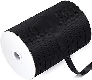 Wide Elastic Ribbon Band Fold Over Stretch Foldover Elastics Trim Sewing Ribbon for Hair Ties Headbands Hair Bows DIY Craft(1/2 Inch x 100 Yard,Black)