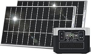 ECO-WORTHY 400W Solar Panel Kit with 1920Wh Portable Power Station(LiFePO4 Battery),2X Bifacial 195W Solar Panel,Fast Charging for Home Backup Power, Camping & RVs