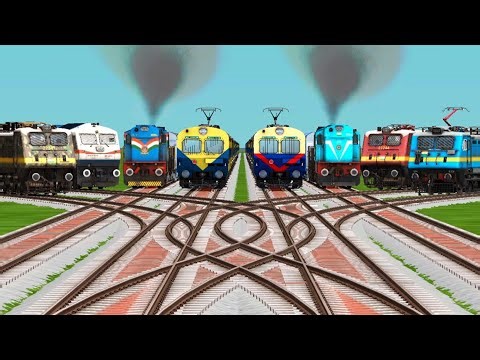8 Indian Express Trains Crossing By Amazing Railroad Tracks | train gameplay | train simulator game