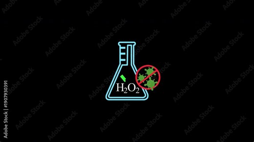 Medical Grade H2O2 Sterilization Animation: Lab Flask Icon with Anti-Bacterial and Germ-Free Symbols