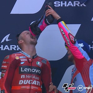 65K views · 2.6K reactions | Jack Miller's reaction after drinking from Enea Bastianini's boot 冷 #FrenchGP | TNT Sports Bikes | Facebook