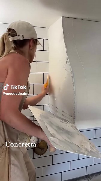 Q: Can Concretta be applied in a kitchen? A: YES 🙌 you can use Meoded Concretta in a kitchen - over the counter and over the tile. You’ll just need to use both Meoded sealers, PlasterGuard and PlasterSeal Plus, on any horizontal and high traffic surface like counters (and floors). See full details on our Concretta page. Link to our website is in our bio @meodedpaint 🔗 Video & Kitchen: @samantha.home.aesthetic