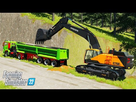 🚧 Volvo EC750EL Excavator Loading Big Truck in FS22 | Realistic Mining Simulator Gameplay