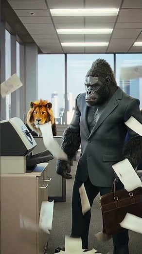 Office Mayhem: Gorilla's Copy Machine Disaster #shorts