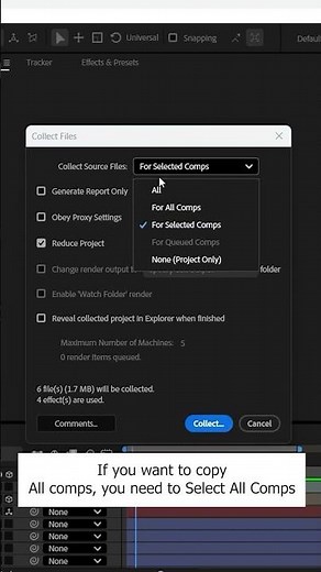 How to copy one after effects composition to another project in After Effects