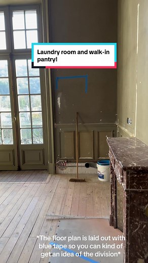 Sneak peak of the laundry room and walk-in pantry…demolition phase is complete, next step is installation! #chateau #france