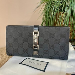 Gucci Jackie Piston Lock Long Wallet With Dustbag and Crossbody Chain and Insert
