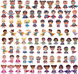 Superhero Kids Clipart Bundle – SVG & PNG | Cute Superheroes | Digital Download - Etsy