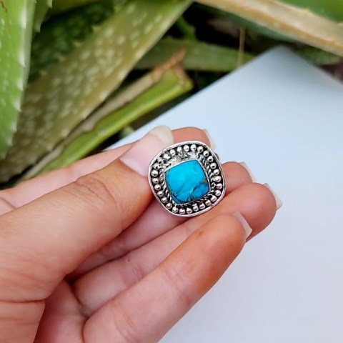 Natural Blue Turquoise Ring, 925 Sterling Silver, Handmade Ring, Gemstone Ring, Dainty Silver Ring, Women Ring, Gift FOR Christmas. - Etsy
