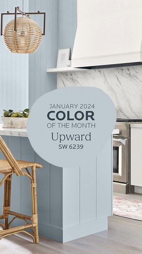 Want your walk through the house to feel like a stroll on the shore? Our Beachcomber palette can help. . Order free color chips to see how our soft blue January Color of the Month and its complementary hues tell a tale of relaxation and escape: https://bit.ly/3S86nBt, . 🎨: Upward SW 6239 Honeydew SW 6428 Snowbound SW 7004 Gale Force SW 7605 Tricorn Black SW 6258 Drift of Mist SW 9166 Palm Leaf SW 7735 Antiquarian Brown SW 0045 | Sherwin-Williams