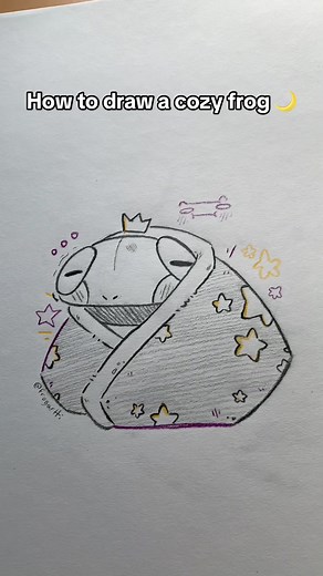 How to draw a cozy frog! #artprocess #easydrawing #arttutorial #howtodraw