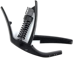 D’Addario Accessories Guitar Capo – NS Artist Drop Tune - For 6 String Acoustic Guitars - For Drop Tuning - Single Hand Use – Integrated Pick Holder and NS Micro Tuner Mounting Bracket - Black