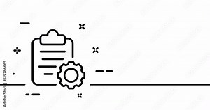 Clipboard with gear. Setting, configuration, worker, repairman, engineer, tutorial, development. Setup concept. One line drawing animation. Motion design. Animated technology logo. Video 4K