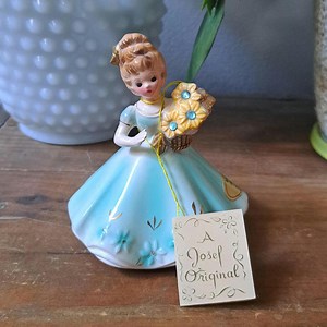 Vintage Josef Originals March Aquamarine Birthstone Doll Figurine With Foil Sticker and Original Tag - Etsy