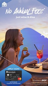 Enjoy NO ANNUAL FEES* with Metrobank Titanium Mastercard, plus get 2x rewards points on dining, online & department store shopping! PROMO EXTENDED UNTIL FEBRUARY 28, 2025. *Exclusive to first time principal credit cardholders for a min. annual spend of ₱180,000 or at least ₱15,000 per month. T&Cs apply. Visit www.metrobank.com.ph/promos/no-annual-fees-mastercard to learn more. Per DTI Fair Trade Permit No. FTEB-208778 Series of 2024. For inquiries, please call our Metrobank Contact Center at (02