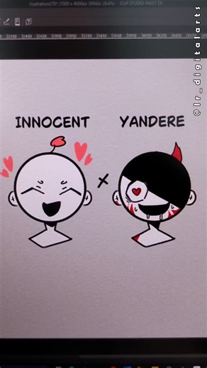 Innocent VS Yandere! 🌸🔪 #digitalart #shorts #drawing #art #digitaldrawing #manga