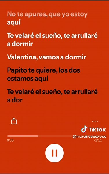 Valentina Vamos a Dormir - Letra de la Canción
