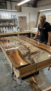 Beautiful cherry wood and resin table | ResinCraft AI