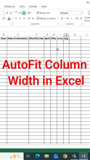 AutoFit Column Width in Excel #excel #shorts