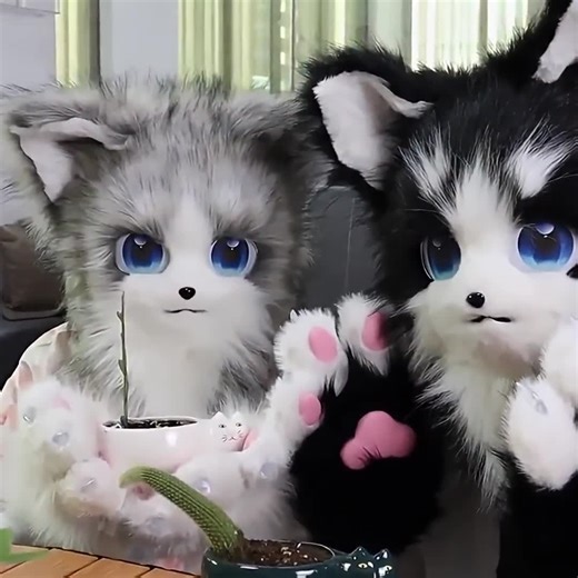 Realistic Cat Fox Mask – Soft Faux Fur Cosplay Head with Ears, Paws & Tail, Halloween Costume