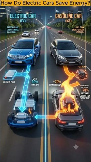 Why electric cars are 3x more efficient than gas #ev #science #tech
