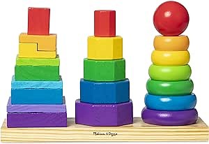 Melissa & Doug Geometric Stacker - Wooden Educational Toy,25 count(pack of 1)