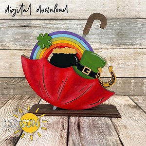 St Patrick's Day Add-on for Upside Down Umbrella Shelf Sitter SVG | St Patrick's Day Laser Cut File | Rainbow Svg | Clover Svg - Etsy