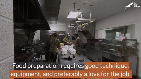 Busy US Army Cooks Handle Rush Time In Massive Military Kitchen