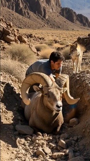 A Miracle in the Desert: Coyote and Rescuer's Heartfelt Rescue of a Bighorn Sheep in Death Valley
