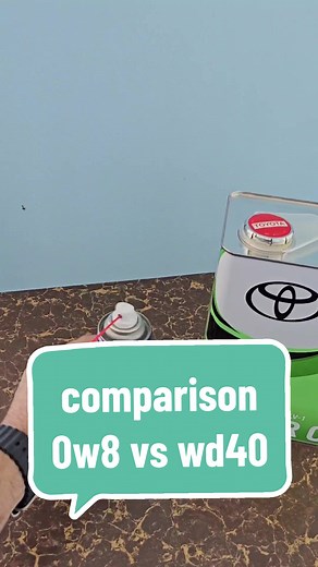 the new toyota 0w-8 engine oil and wd-40 comparison (curiosity video demonstration) #CapCut #toyota #0w8oil #0w8 #wd40 #comparison