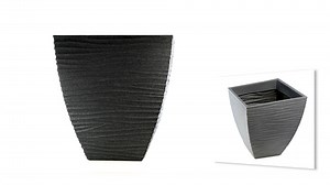 Large Flower Pot Planter Square Wooden Pattern Anthracite Outdoor Indoor Garden  | eBay UK