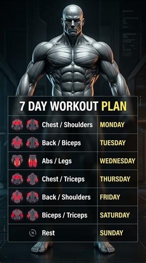 The Ultimate 7-Day Workout Split for Muscle Growth! 🔥🦾 #Shorts