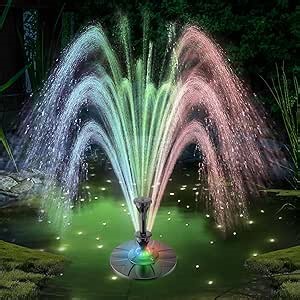 Jutai Electric Floating Pond Fountain Colorful LED Lights, Built-in Filter System, Waterfall Fountain Pump,32.8ft Power Cord, Day and Night Lighting, Energy Saving for Above Ground Pools