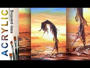 Mermaid on sunset🎨ACRYLIC How to paint landscape. DEMO