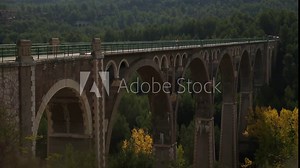 San Jordi Bridge, Art Deco style, one of the most famous bridge in Alcoy city. The city is known as "city of bridges". Province of Alicante, Spain.