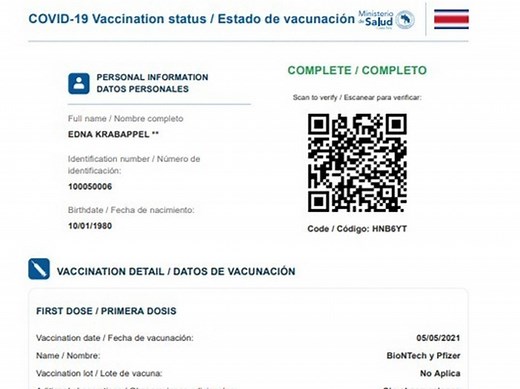 Salud incluye código QR para validar en línea certificado de vacunación contra covid-19