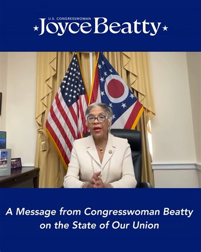 I chose to not attend Trump’s State of the Union — and here’s why. Ohio families deserve truth, accountability, and leadership that protects their rights and their wallets. Click to watch my full remarks on YouTube. 🎥 https://bit.ly/40z6bQ9 | Joyce Beatty