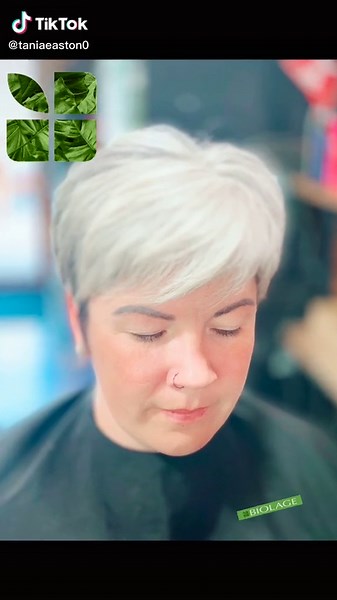 Check out the new Biolage Colorbalm #matrix #greyhair #greyhairdontcare #shorthair #hairmakeover #hairmakeup