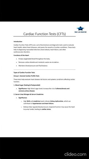 Cardiac Function Test (CFT)#medical #biochemistry #microbiology #mlt #biotechnology
