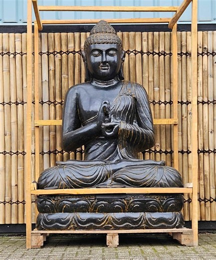 XXL Seated Buddha (200 cm) – Caststone – Java (Indonesia)