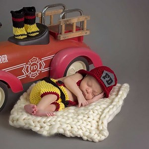 Newborn Firefighter Crochet Outfit Pattern