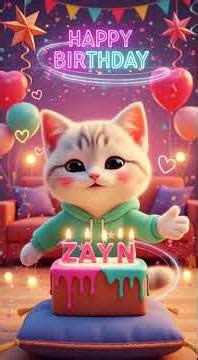 🎉 Happy Birthday With Name ZAYN 🐱 Cute Kitten Birthday Animation